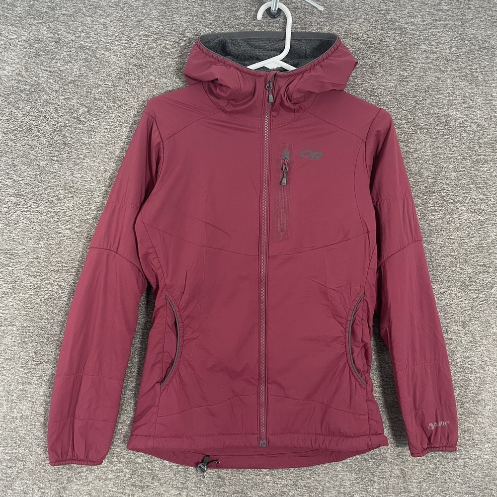 Outdoor Research Ascendant Jacket Womens Small Red Polartec Hooded Insulated